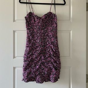 Mini Ruched Floral Dress M